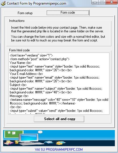 creare modulo contatto html
