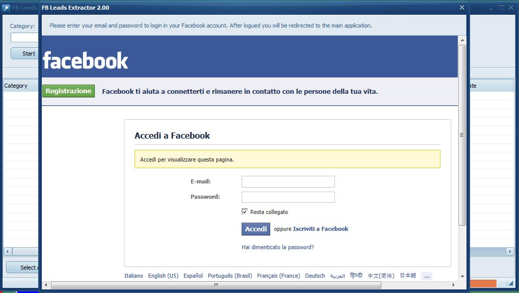 estrarre dati da facebook