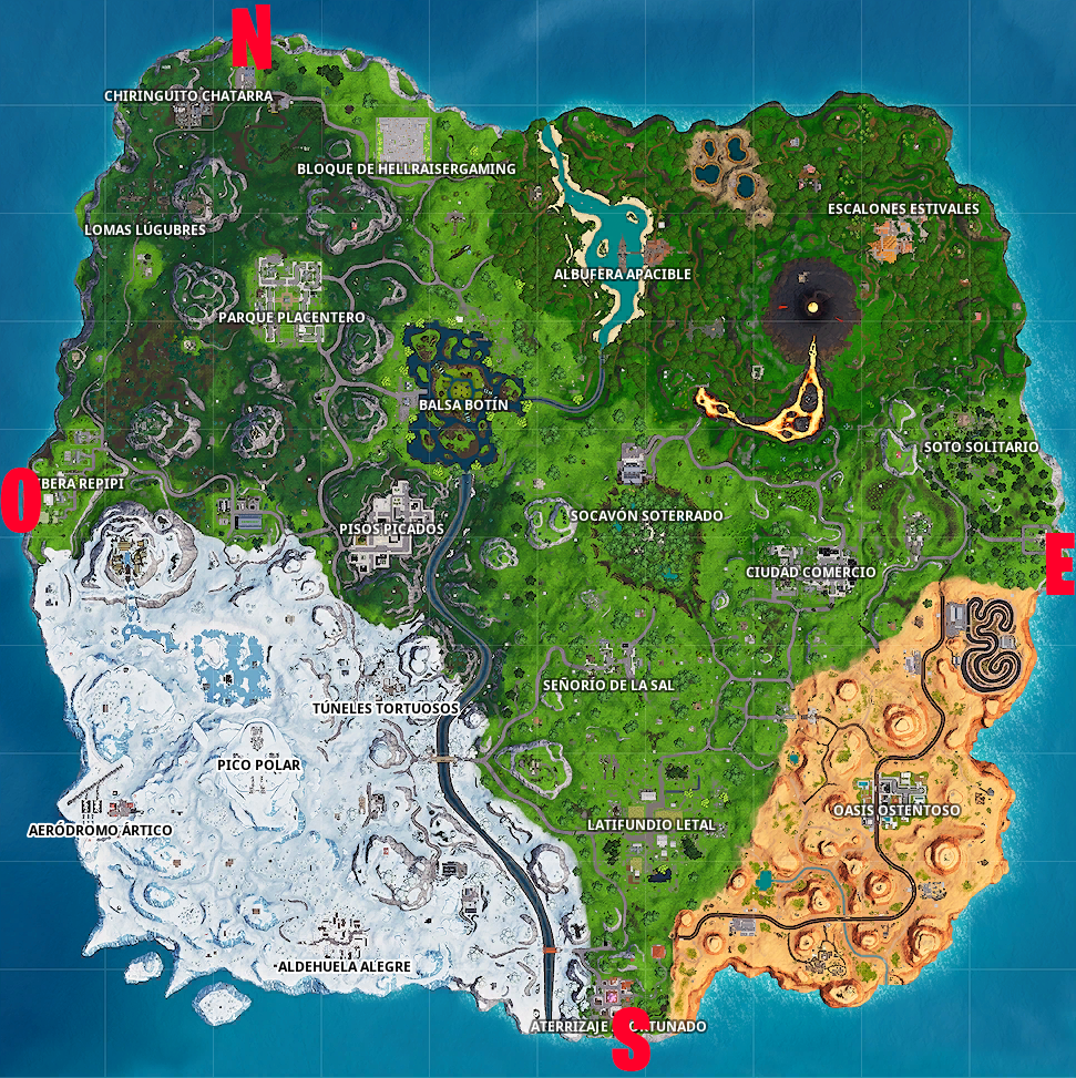  Map-points-cardinals-Fornite "width =" 971 "height =" 973 "/> </p>
<p> L'opzione più sensata sarebbe quella di visitare ogni luogo in diversi giochi, anche se se ti piace finire le sfide in tempi record, <strong> ti diciamo una buona strategia per essere in grado di superare la sfida in due partite </strong>. Nel primo gioco, cadi in Lucky Landing. Vai al punto sud e poi cerca di ottenere un veicolo per raggiungere rapidamente il punto est. </p>
<p> Nella prossima partita, atterra a Chiringuito Chatarra, intorno a Lomas Lúgubres (è un punto caldo questa settimana e il rischio di rimanere ucciso è alto) e dirigiti a ovest, vicino a Ribera Repipi. Complimenti! <strong> Hai superato la sfida senza essere spettinato. </strong> </p>
<p> Oltre a questa sfida, in Softonic abbiamo preparato una guida settimanale completa <strong> con il resto delle sfide, </strong> da non perdere! </p>
<p><!-- Start shortcoder --> </p>
<p class=