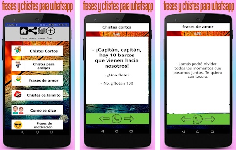  WhatsApp: 5 app di umorismo gratis per farti ridere "width =" 483 "height =" 308 "/> </p>
<p> Come extra, l'applicazione ha anche altre categorie come frasi d'amore o frasi motivazionali, nel caso in cui oltre a far ridere qualcuno con le battute, vuoi anche farle sorridere con qualche bella parola. </p>
<h2> <strong> Barzellette – Immagini divertenti </strong> </h2>
<p> Se ti piacciono le battute ma preferisci l'umorismo visivo, ti consigliamo di dare un'occhiata a <strong> Barzellette – Immagini divertenti </strong>. Questa applicazione ti offrirà un catalogo di <strong> immagini divertenti </strong> e <strong> video divertenti </strong> da condividere tramite WhatsApp. Puoi scaricare Jokes – Immagini divertenti sotto queste linee. </p>
<p><!-- Start shortcoder --> </p>
<p class=