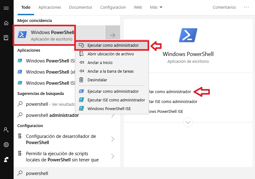  Windows PowerShell: comandi di base per amministratori "width =" 515 "height =" 362 "/> </p>
<p> Una volta visualizzato il risultato consigliato, fare clic su di esso con il tasto destro del mouse e fare clic su <strong> "Esegui come amministratore" </strong>. Ora sei pronto per usare Powershell! </p>
<h2> <strong> Comandi di PowerShell di Windows di base </strong> </h2>
<ol>
<li> <strong> Sfoglia il registro di Windows e anche per il suo file system: </strong> cd hkcu: </li>
<li> <strong> Cerca una determinata stringa all'interno dei file: </strong> dir -r | seleziona la stringa "searchforthis" </li>
<li> <strong> Mostra i cinque processi sul tuo computer che utilizzano più memoria: </strong> ps | ordina -p ws | seleziona -last 5 </li>
<li> <strong> Arresta e riavvia un ciclo come DHXP: </strong> Restart-Service DHCP </li>
<li> <strong> Visualizza un elenco con tutti gli elementi e i file contenuti in una cartella: </strong> Get-ChildItem – Force </li>
<li> <strong> Visualizza un elenco con tutti gli elementi e i file all'interno di una directory, cartelle e sottocartelle: </strong> Get-ChildItem -Force c:  directory -Recurse </li>
<li> <strong> Elimina tutti i file all'interno di una directory immediatamente e senza conferma: </strong> Remove-Item C:  tobedeleted -Recurse </li>
<li> <strong> Riavvia il computer: </strong> (Get-WmiObject -Class Win32_OperatingSystem -ComputerName.). Win32Shutdown (2) </li>
</ol>
<h2> <strong> Comandi per raccogliere o conoscere informazioni sul PC </strong> </h2>
<ol>
<li> <strong> Scopri il nome del produttore e del modello del tuo computer: </strong> Get-WmiObject -Class Win32_ComputerSystem </li>
<li> <strong> Conoscere i dati sul BIOS del computer: </strong> Get-WmiObject -Class Win32_BIOS -ComputerName </li>
<li> <strong> Elenco di correzioni rapide / correzioni installate sul computer (aggiornamenti di Windows, QFE e così via): </strong> Get-WmiObject -Class Win32_QuickFixEngineering -ComputerName </li>
<li> <strong> Conoscere il nome utente utilizzato dal computer: </strong> Get-WmiObject -Class Win32_ComputerSystem -Property UserName -ComputerName </li>
<li> <strong> Elenco dei nomi delle applicazioni installate in Windows: </strong> Get-WmiObject -Class Win32_Product -ComputerName. | Format-Wide -Column 1 </li>
<li> <strong> Indirizzo IP del computer: </strong> Get-WmiObject -Class Win32_NetworkAdapterConfiguration -Filter IPEnabled = TRUE -ComputerName. | Format-Table -Property IPAddress </li>
<li> <strong> Rapporto dettagliato sull'indirizzo IP del dispositivo: </strong> Get-WmiObject -Class Win32_NetworkAdapterConfiguration -Filter IPEnabled = TRUE -ComputerName. | Select-Object -Property [a-z] * -ExcludeProperty IPX *, WINS * </li>
<li> <strong> Informazioni sulle schede di rete con DHCP abilitato sul PC: </strong> Get-WmiObject -Class Win32_NetworkAdapterConfiguration -Filter "DHCPEnabled = true" -ComputerName </li>
<li> <strong> Consenti DHCP sulle schede di rete correnti: </strong> Get-WmiObject -Class Win32_NetworkAdapterConfiguration -Filter IPEnabled = true -ComputerName. | ForEach-Object -Process {$ _. EnableDHCP ()} </li>
</ol>
<h2> <strong> Comandi per gestire il software per PC </strong> </h2>
<ol>
<li> <strong> Installare un pacchetto MSI su un computer remoto: </strong> (Get-WMIObject -ComputerName TARGETMACHINE -List | Where-Object -FilterScript {$ _. Nome -eq "Win32_Product"}). Installa (\ MACHINEWHEREMSIRESIDES  path  package.msi) </li>
<li> <strong> Aggiornare un'applicazione installata con un pacchetto di aggiornamento MSI: </strong> (Get-WmiObject -Class Win32_Product -ComputerName. -Filter "Name = 'name_of_app_to_be_upgraded'") Aggiornamento (\ MACHINEWHEREMSIRESIDES  percorso  upgrade_package .msi) </li>
<li> <strong> Elimina un pacchetto MSI dal tuo PC: </strong> (Get-WmiObject -Class Win32_Product -Filter "Name = 'product_to_remove'" -ComputerName.) .Uninstall () </li>
</ol>
<h2> <strong> Comandi per gestire il funzionamento di altre apparecchiature collegate </strong> </h2>
<ol>
<li> <strong> Arresto di un PC da remoto dopo un minuto: </strong> Start-Sleep 60; Riavvia-Computer-Forza -ComputerName TARGETMACHINE </li>
<li> <strong> Aggiungi una stampante a un computer: </strong> (New-Object -ComObject WScript.Network) .AddWindowsPrinterConnection ("\ printerserver  hplaser3") </li>
<li> <strong> Elimina una stampante da un computer: </strong> (New-Object -ComObject WScript.Network) .RemovePrinterConnection ("\ printerserver  hplaser3") </li>
<li> <strong> Avviare PowerShell su una macchina diversa in remoto: </strong> enter-pssession TARGETMACHINE </li>
<li> <strong> Esegui uno script su un computer in remoto: </strong> invoke-command -computername machine1, machine2 -filepath c:  Script  script.ps1 </li>
</ol>
<p> Speriamo che questa breve guida ti aiuti a iniziare nell'entusiasmante mondo di <strong> Windows PowerShell </strong>. </p>
<p><!-- Start shortcoder --> </p>
<p class=
