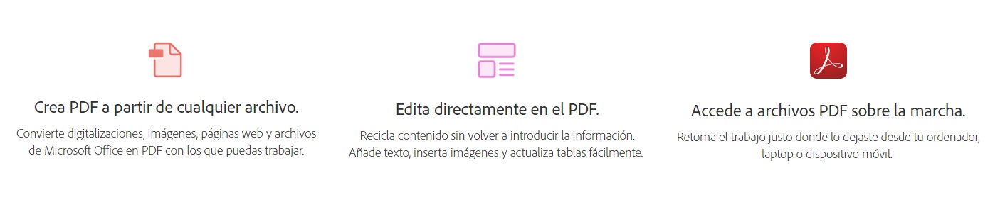 Quale versione di Acrobat Reader dovrei scegliere? DC o DC Pro? "Width =" 1412 "height =" 285 "/> </p>
<p> Oltre a essere in grado di <strong> creare file PDF </strong>Adobe Acrobat Pro DC è anche in grado di <strong> convertire qualsiasi file PDF </strong> in un altro tipo di file di testo. </p>
<p> I formati compatibili con il programma sono Word (DOC, DOCX), PowerPoint (PPT, PPTX), Excel (XLS, XLSX), Microsoft Publisher (PUB), file di testo (TXT), PostScript® (PS), InDesign (INDD), Adobe Fill & Sign (FORM), file immagine (JPEG, GIF, TIFF, PNG), OpenOffice e StarOffice (ODT, ODP, ODS, ODG, ODF, SXW, SXI, SXC, SXD) , STW). </p>
<p> Infine, Acrobat Pro DC consente anche a <strong> di modificare un file PDF </strong> nella sua interezza. In questo modo possiamo copiare, incollare, eliminare o aggiungere testo a un file PDF alla nostra portata. </p>
<p> Oltre a questo possiamo anche aggiungere immagini, aggiungere collegamenti web, tagliare pagine, aggiungere filigrane, firmare e in pratica <strong> apportare tutte le modifiche che vogliamo </strong> in un file PDF. </p>
<h3> Come posso ottenere Adobe Acrobat Pro DC gratuitamente? </h3>
<p> <img decoding=