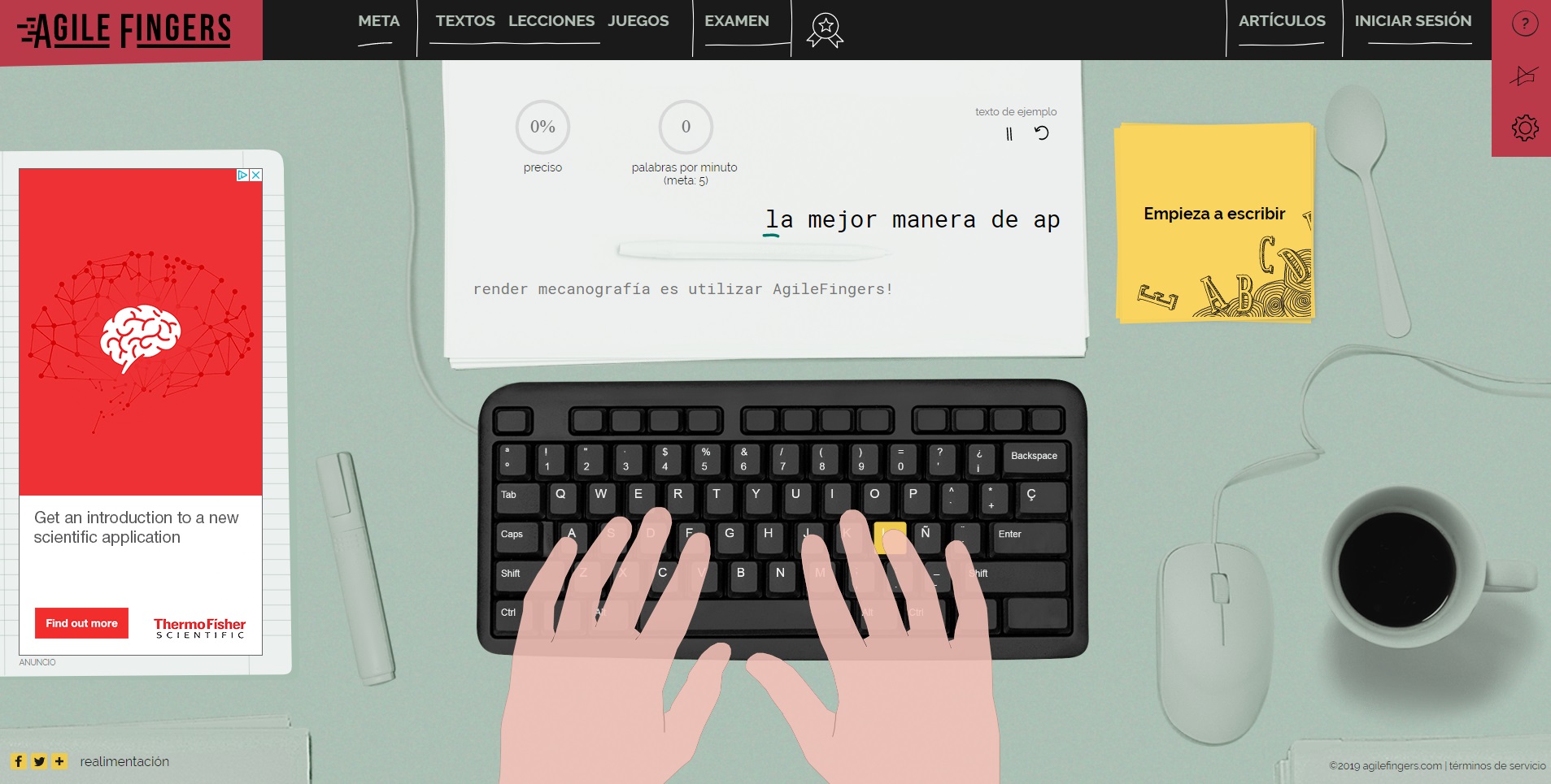  3 siti web per esercitarti nella velocità di scrittura e imparare a scrivere più velocemente "larghezza =" 1907 "altezza =" 965 "/> </p>
<p> Con una versione per il mercato anglosassone con molta fama e richiesta, <strong> Typing Club </strong> è un modo perfetto per imparare a scrivere bene e rapidamente. La prima cosa che raccomandiamo con questo sito Web è di registrarsi sui loro server. Grazie a questo avrai un utente con il quale puoi <strong> salvare i progressi realizzati </strong>. </p>
<p> Quali progressi? Ti chiederai. Bene, la particolarità di Typing Club è che offre <strong> piccole lezioni per azionare la tastiera </strong>. È necessario superare ciascuno di questi test se si desidera avanzare di livello. In altre parole, il limite è te stesso e la velocità con cui puoi digitare. Più stelle e tempo migliore, otterrai il punteggio migliore. Ti dà dipendenza, te lo assicuriamo. </p>
<p> <img decoding=