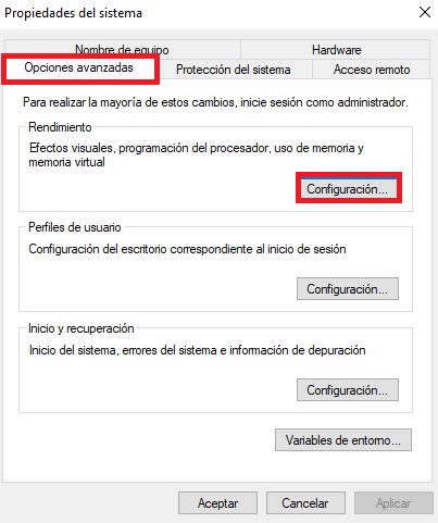  http://www.totasoftware.com/wp-content/uploads/2019/10/1570130722_97_www.softonic.com "width =" 335 "height =" 400 "/> </p>
<p> Una volta in questa nuova schermata, fai clic sull'opzione <strong> "Configurazione di sistema avanzata" </strong> che appare nel menu a sinistra. Successivamente verrà visualizzata una finestra con la scheda </strong> "Opzioni avanzate" </strong> aperta. Fai clic sull'opzione <strong> "Configurazione" </strong> nella sezione "Prestazioni" e disattiva gli effetti speciali che desideri migliorare le prestazioni della tua attrezzatura. </p>
<h3> <strong> Trucco 6: disabilita i lucidi </strong> </h3>
<p> Come ti abbiamo già detto nel trucco 5, Windows 10 utilizza buona parte delle sue risorse nei suoi effetti speciali. Tuttavia, li usa anche per offrirci quella <strong> bella trasparenza delle sue finestre </strong> e persino la barra degli strumenti del tuo equipaggiamento. Sebbene all'inizio possa sembrare un effetto semplice da ottenere, non è così tanto e <strong> se lo si disattiva, le apparecchiature funzioneranno in modo molto più efficiente </strong>. </p>
<p> <img loading=