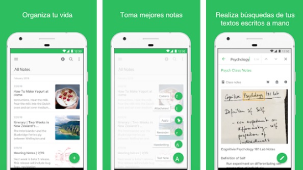  Interfaccia Evernote "larghezza =" 594 "altezza =" 334 "/> </p>
<p> <strong> Evernote </strong> è l'applicazione perfetta per tutte le persone smemorate o semplicemente per tutte quelle persone che vogliono avere il loro giorno per giorno perfettamente strutturato. Grazie a loro puoi creare </strong> liste </strong><strong> prendere appunti </strong> e <strong> creare attività nel tuo calendario </strong> per non dimenticare di non fare assolutamente nulla. </p>
<p> Evernote si distingue per essere un'app davvero completa e potente con la quale otterrai <strong> per essere organizzato </strong>. Oltre a poter aggiungere promemoria con fotografie, l'applicazione è eccellente anche per <strong> copiare articoli </strong>ricette, itinerari o semplicemente prendere nota di qualcosa che desideri ricordare in seguito. </p>
<p><!-- Start shortcoder --> </p>
<p class=