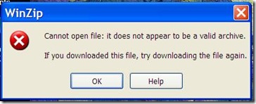 archivio zip invalido