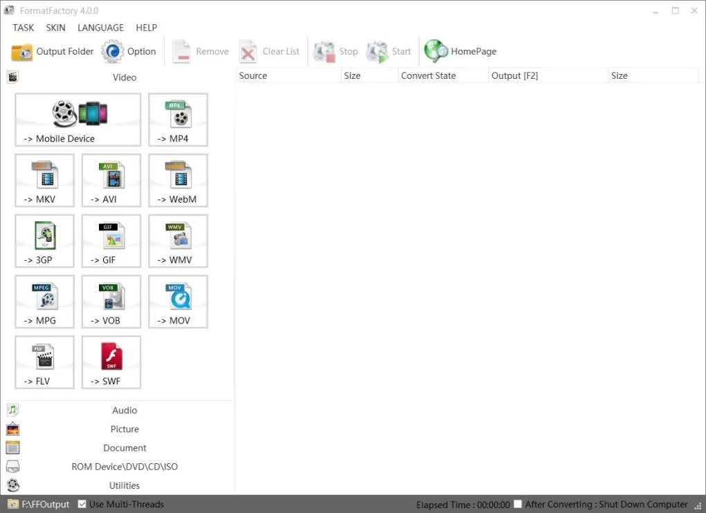 https://www.totasoftware.com/wp-content/uploads/2020/05/_835_www.softonic.com "width =" 1020 "height =" 742 "/> </p>
<p> Con il suo design degli ultimi dieci anni, <strong> Format Factory </strong> è un altro di quei programmi di editing che fa il suo lavoro in un modo molto semplice. Basta trascinare il file che vogliamo convertire, scegliere il formato di output e il gioco è fatto. Inoltre, alcuni valori possono essere modificati, come la qualità che ha, il peso del file risultante e altre cose strane (come riparare l'audio in cattive condizioni). </p>
<p> L'unico aspetto negativo di Format Factory è che potrebbe essere già un po 'obsoleto con alcuni codec e file, quindi forse troverai incompatibilità. Naturalmente, ripetiamo: <strong> sono i più recenti </strong>vale a dire, con quelli tradizionali non avrai alcun problema a convertire il formato. </p>
<p><!-- Start shortcoder --> </p>
<p class=