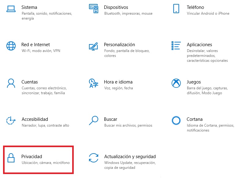 Come accedere al menu Privacy in Windows 10 "larghezza =" 640 "altezza =" 458 "/> </p>
<p> Per disattivarli, vai a <strong> Configurazione </strong> (Tasto Windows + I) e fai clic sull'opzione <strong> «Privacy» </strong>. Una volta nella nuova finestra, disattivare le autorizzazioni della scheda <strong> "Generale" </strong> e in <strong> "Cronologia attività" </strong>disattivare l'opzione "Invia cronologia attività a Microsoft". Infine, in "Commenti e diagnostica" disattiva l'opzione "Esperienze personalizzate". </p>
<h2> <strong> 7.Installa un buon antivirus </strong> </h2>
<p> Anche se può sembrare ovvio, molti utenti di Windows 10 non hanno installato <strong> software antivirus </strong> e finiscono per essere un facile bersaglio per possibili attacchi di hacker. Per avere un buon antivirus non devi davvero spendere molto, infatti <strong> ci sono molti antivirus gratuiti </strong> che sono eccellenti e proteggeranno il tuo computer senza le prestazioni della sofferenza del tuo PC. </p>
<p> <img decoding=
