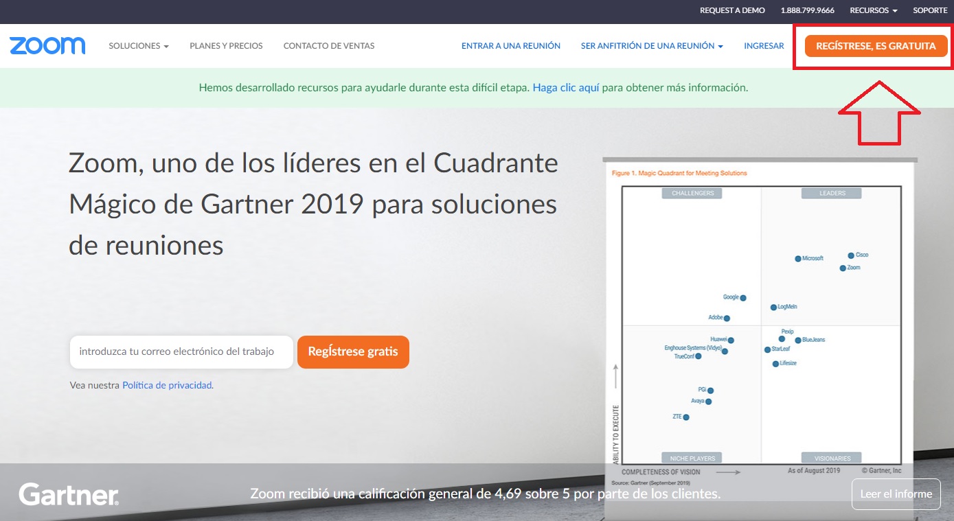  Registrati a Zoom "larghezza =" 640 "altezza =" 350 "/> </p>
<p> Se si intende utilizzare Zoom spesso, si consiglia di <strong> registrare il proprio account </strong>. Farlo è davvero semplice e difficilmente è necessario offrire informazioni personali all'azienda. </p>
<p> Puoi registrare il tuo account con Zoom dal suo sito Web (fare clic su <strong> qui </strong> per accedervi) o dall'applicazione stessa. Basta fare clic sull'opzione <strong> «Registrati, è gratis» </strong> sul loro sito Web o <strong> «Registrati» </strong> nell'app, scrivi il tuo indirizzo email, il tuo nome e cognome. È così semplice! </p>
<p> <img decoding=