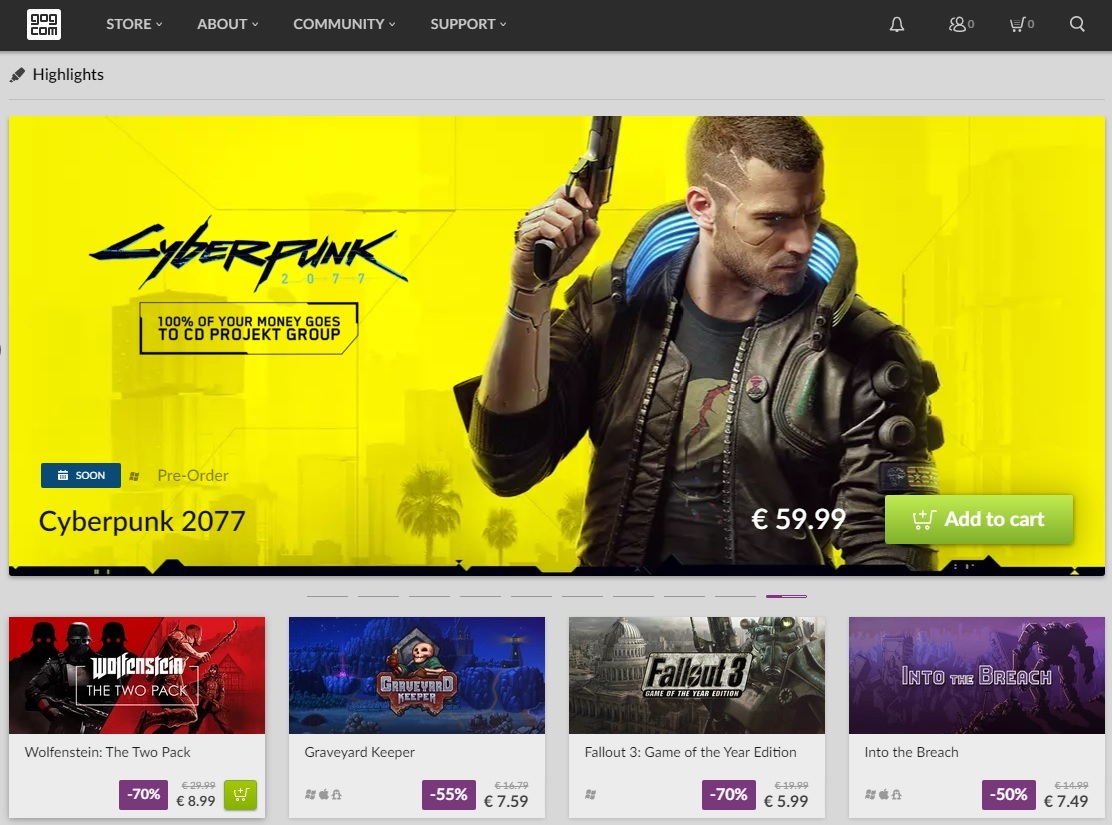  Pagina principale di GoG "width =" 600 "height =" 445 "/> </p>
<p> <strong> GOG </strong>o Good Old Games, è la piattaforma per il download di videogiochi digitali creata dal team polacco di <strong> CD Projekt </strong> (The Witcher 3). A differenza di Steam, il suo catalogo è composto quasi interamente da vecchi giochi e <strong> gemme nella storia dei videogiochi </strong> che purtroppo non funzionano più con i sistemi operativi odierni. Grazie ai download di GOG, molti giocatori hanno recuperato il loro <strong> catalogo di classici </strong> e sono stati in grado di giocare perfettamente da computer con Windows 10. In breve, è un piccolo grande paradiso per chi ama i videogiochi di una volta . </p>
<p> Come con Steam, prima di iniziare la nostra selezione di videogiochi gratuiti scaricabili da GOG, si consiglia (anche se non necessario) di installare il suo client <strong> GOG Galaxy. </strong> Puoi scaricarlo comodamente e in sicurezza sotto queste righe. </p>
<p class=