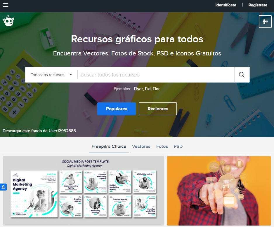 Página principal de Freepik