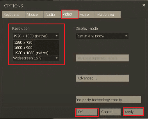 Modifica della risoluzione del gioco di Team Fortress 2 nel gioco