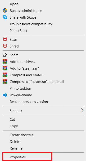 Seleziona Proprietà. Come andare a schermo intero su Windows 10